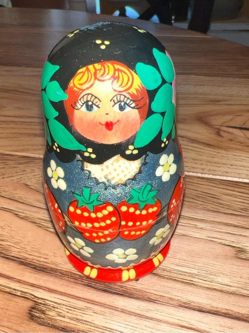 Handmade Russian Matryoshka Nesting Dolls Strawberry Floral Design Set